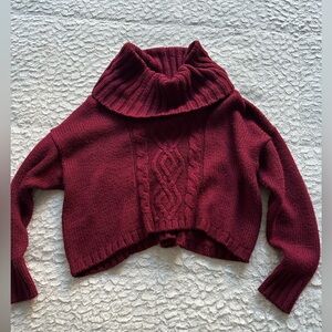 Maroon Turtleneck Sweater (cropped)